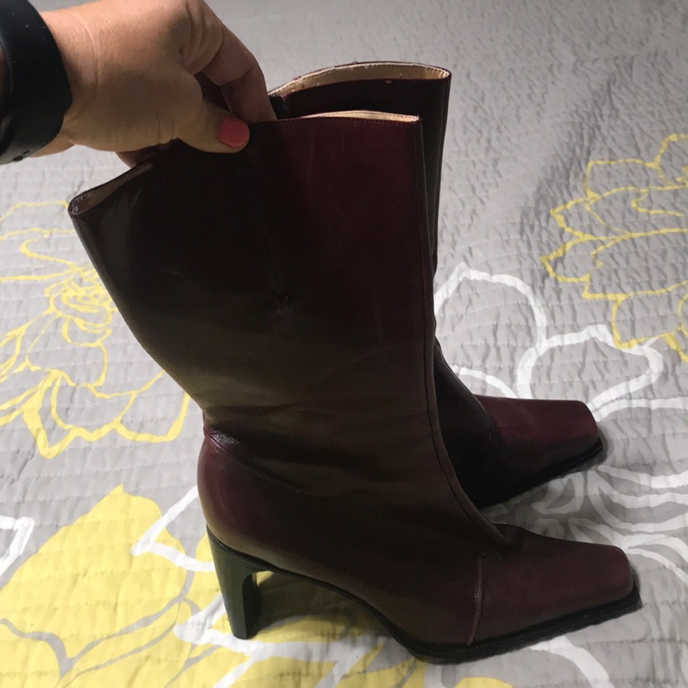 Antonio Melani burgundy boots.